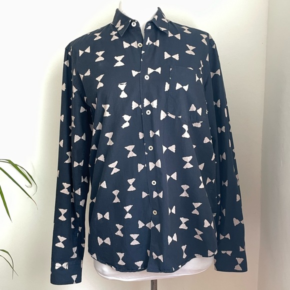 Our Legacy First Hourglass Print Indigo Button Up Shirt Long Sleeve Size: Medium - Picture 5 of 9